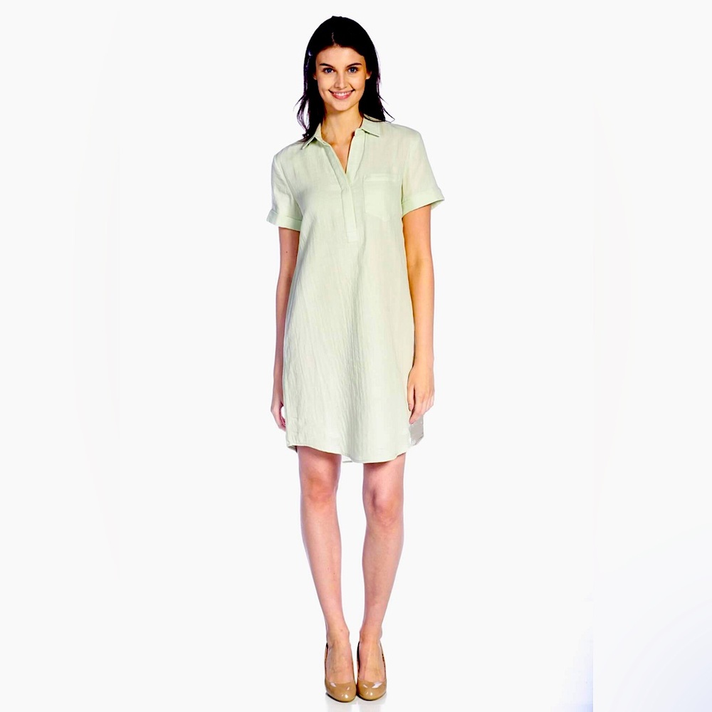 DKR Apparel Short Sleeve Johnny Collar Dress with Chest PocketSage